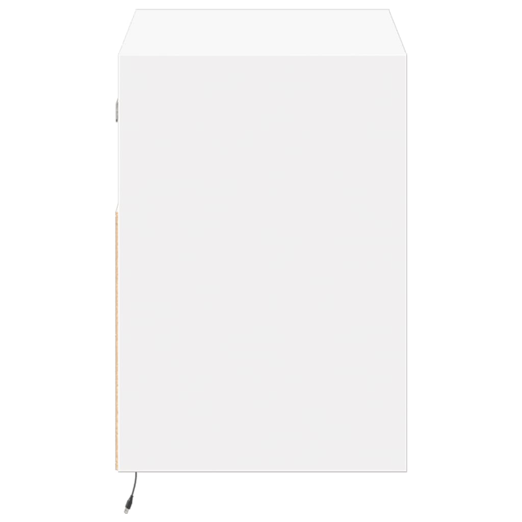 Pie sienas stiprināms TV skapītis ar LED gaismām, balts, 80x31x45cm