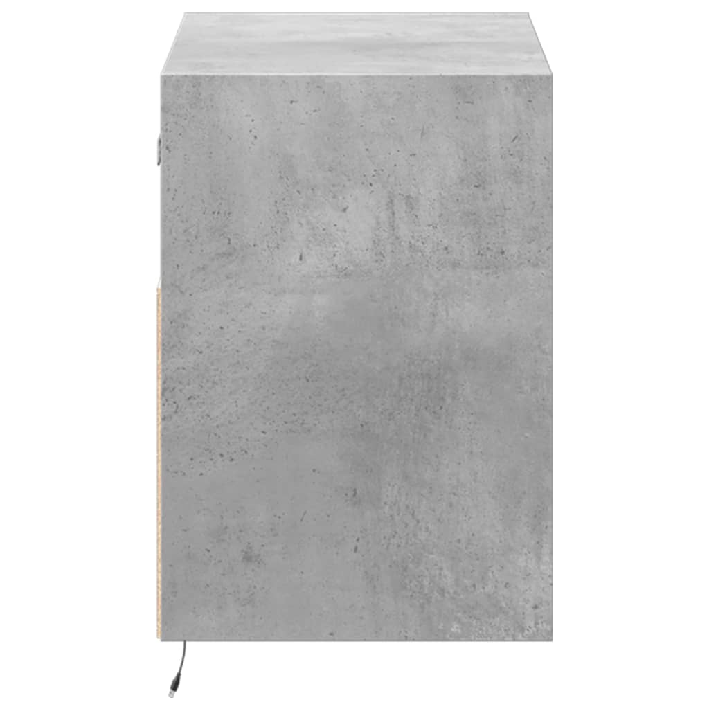 Wall-mounted TV cabinet with LED lights, concrete, 80x31x45cm