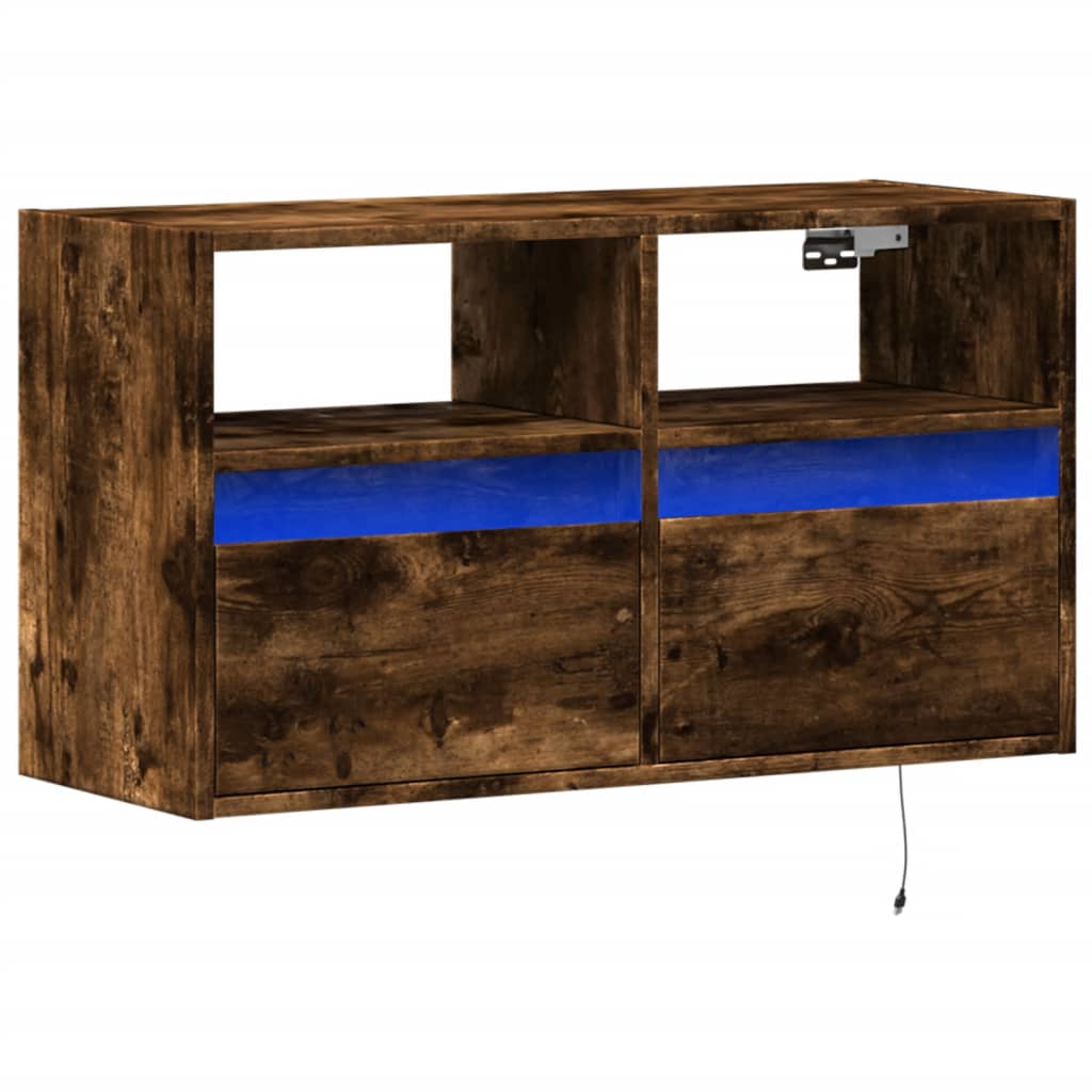 Sienas TV skapītis ar LED apgaismojumu, dūmu krāsas, 80x31x45 cm