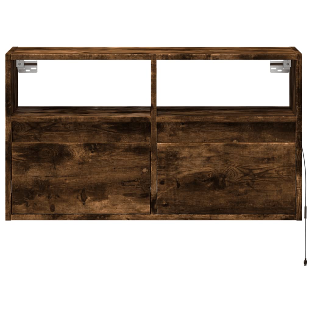 Sienas TV skapītis ar LED apgaismojumu, dūmu krāsas, 80x31x45 cm