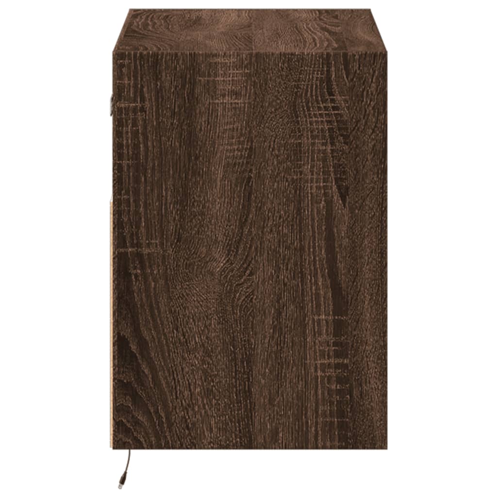 Sieninė TV spintelė su LED lemputėmis, ruda ąžuolo, 80x31x45cm