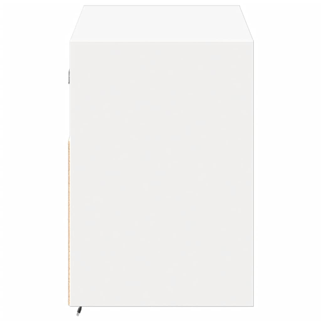 Wall-mounted TV cabinet with LED lights, white, 100x31x45cm