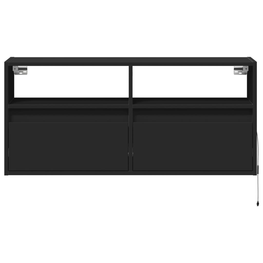 Sienas TV skapītis ar LED apgaismojumu, melns, 100x31x45cm