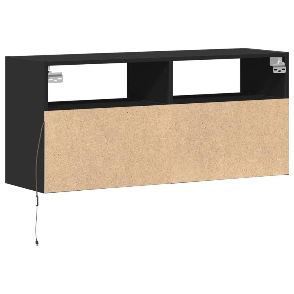 Sienas TV skapītis ar LED apgaismojumu, melns, 100x31x45cm