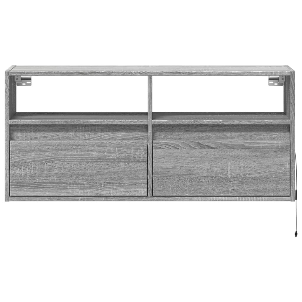 Piekaramais TV skapītis ar LED gaismām, pelēks, 100x31x45 cm