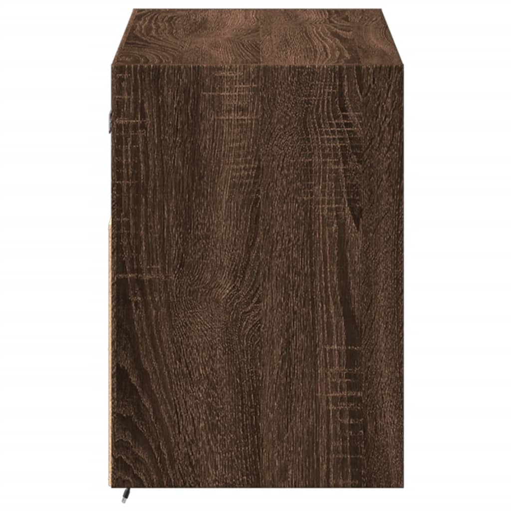 Wall-mounted TV cabinet with LED lights, brown oak, 100x31x45cm