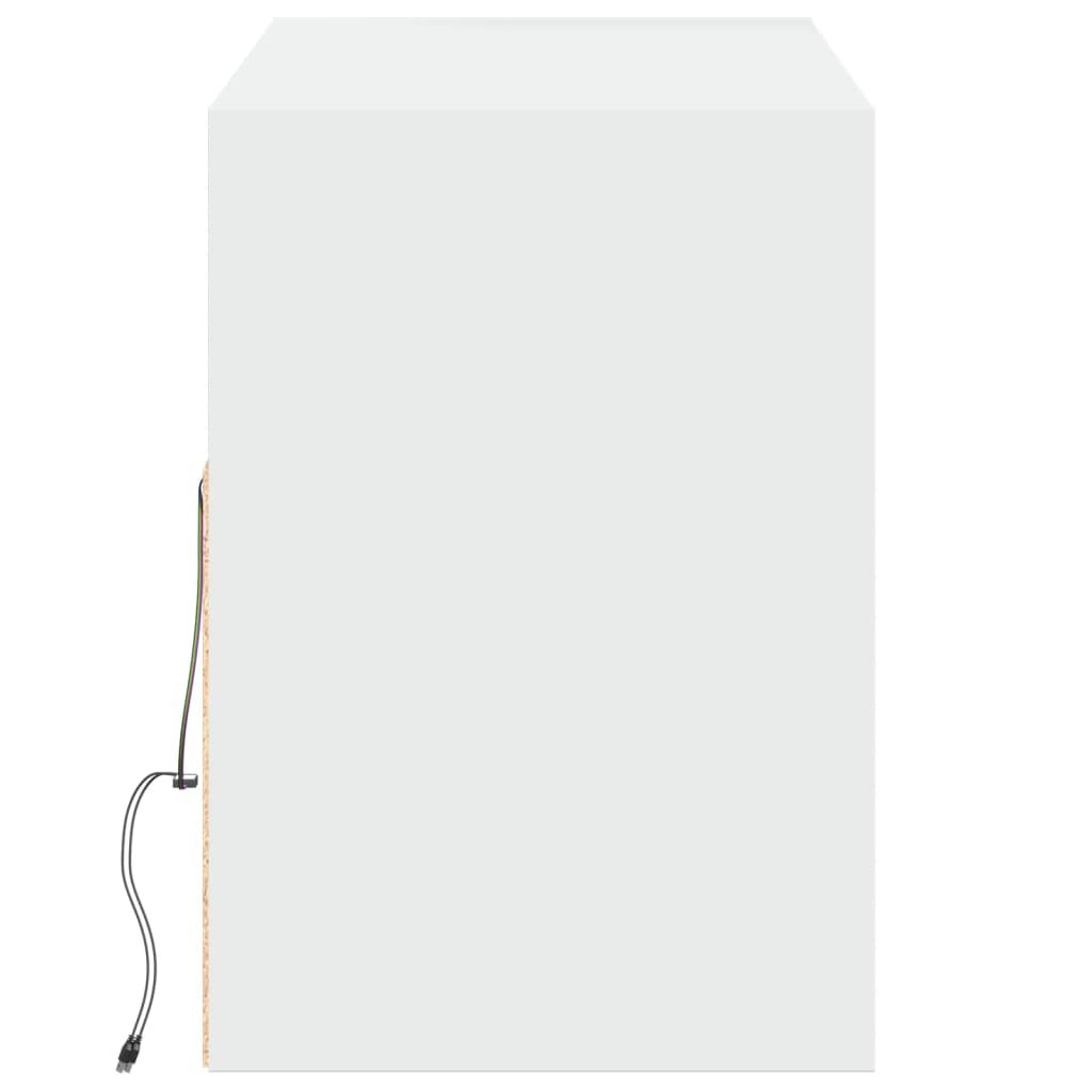 Wall-mounted TV cabinet with LED lights, white, 130x31x45 cm