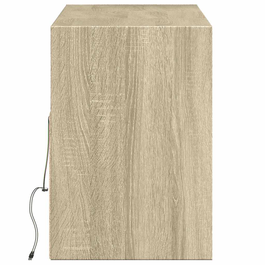 Sieninė TV spintelė su LED lemputėmis, ąžuolo, 130x31x45 cm