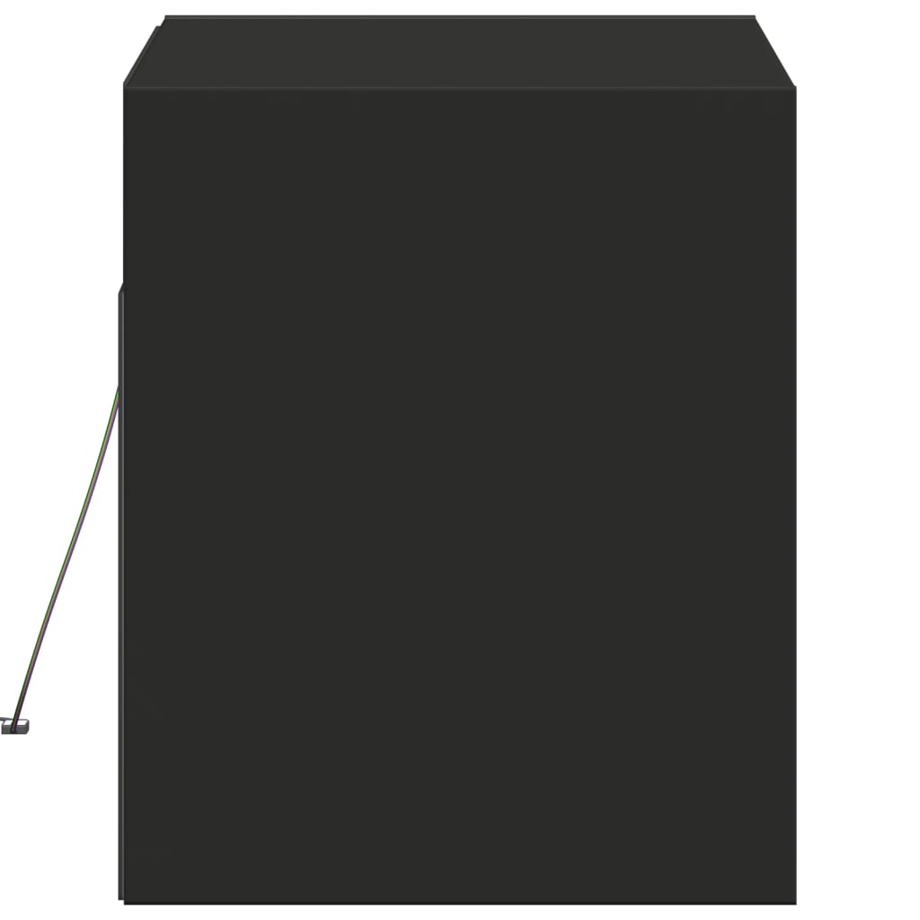 Wall-mounted TV Cabinet with LED Lights, Black, 80x31x35cm