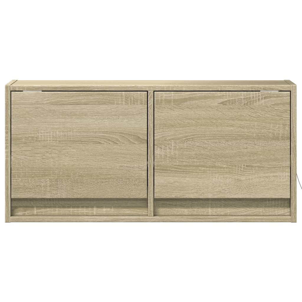 Sieninė TV spintelė su LED lemputėmis, ąžuolo, 80x31x35cm