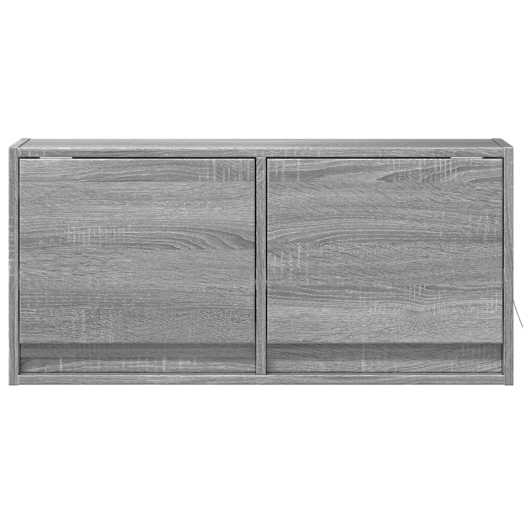 Pie sienas stiprināms TV skapītis ar LED gaismām, pelēks, 80x31x35 cm