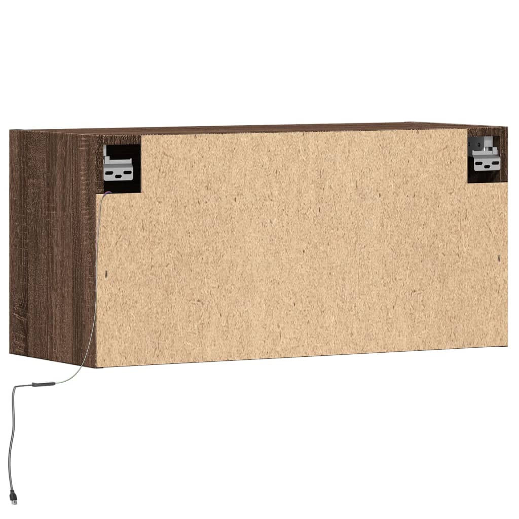 Sienas TV skapītis ar LED apgaismojumu, brūns ozols, 80x31x35 cm