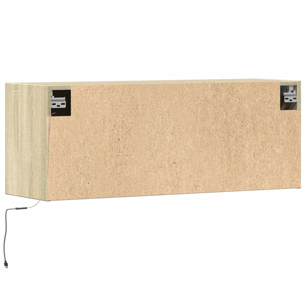 Sienas TV skapītis ar LED apgaismojumu, ozolkoka, 100x31x35 cm