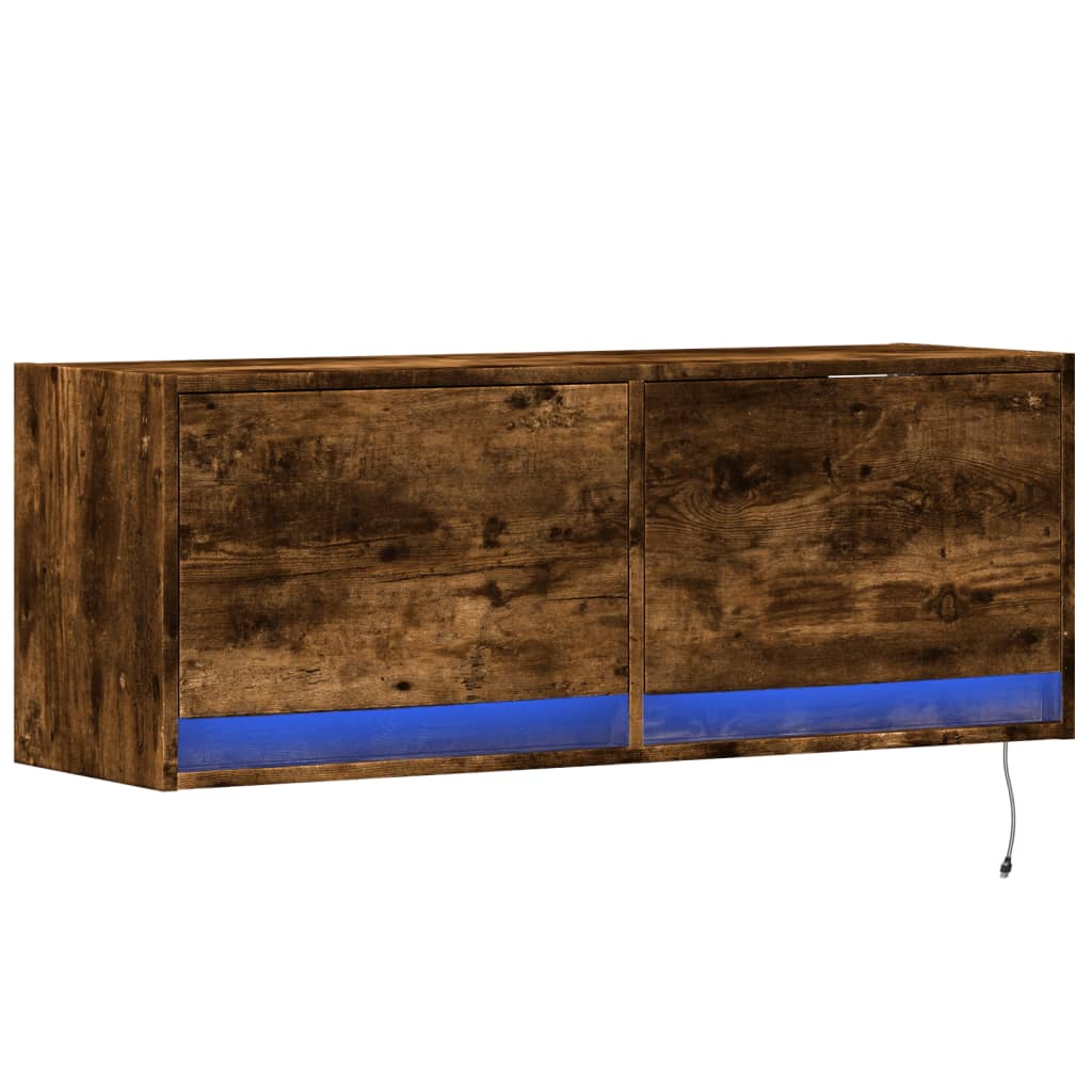 Sienas TV skapītis ar LED apgaismojumu, dūmu krāsas, 100x31x35 cm