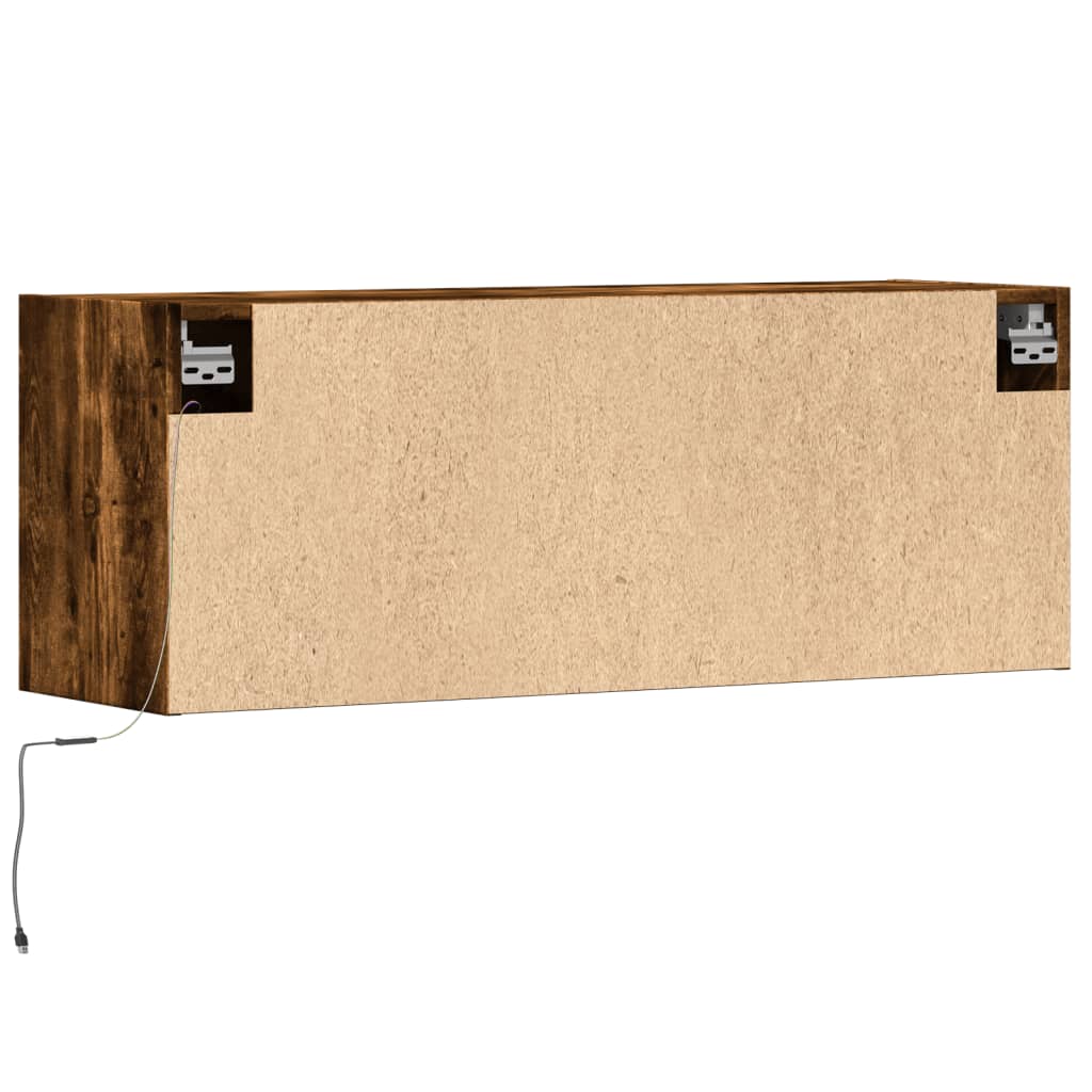 Sienas TV skapītis ar LED apgaismojumu, dūmu krāsas, 100x31x35 cm