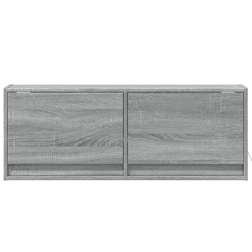 Sieninė TV spintelė su LED lemputėmis, pilka, 100x31x35cm