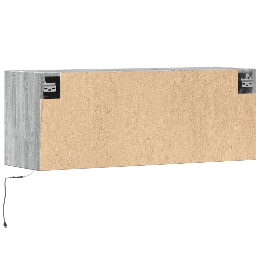 Sienas TV skapītis ar LED apgaismojumu, pelēks, 100x31x35 cm