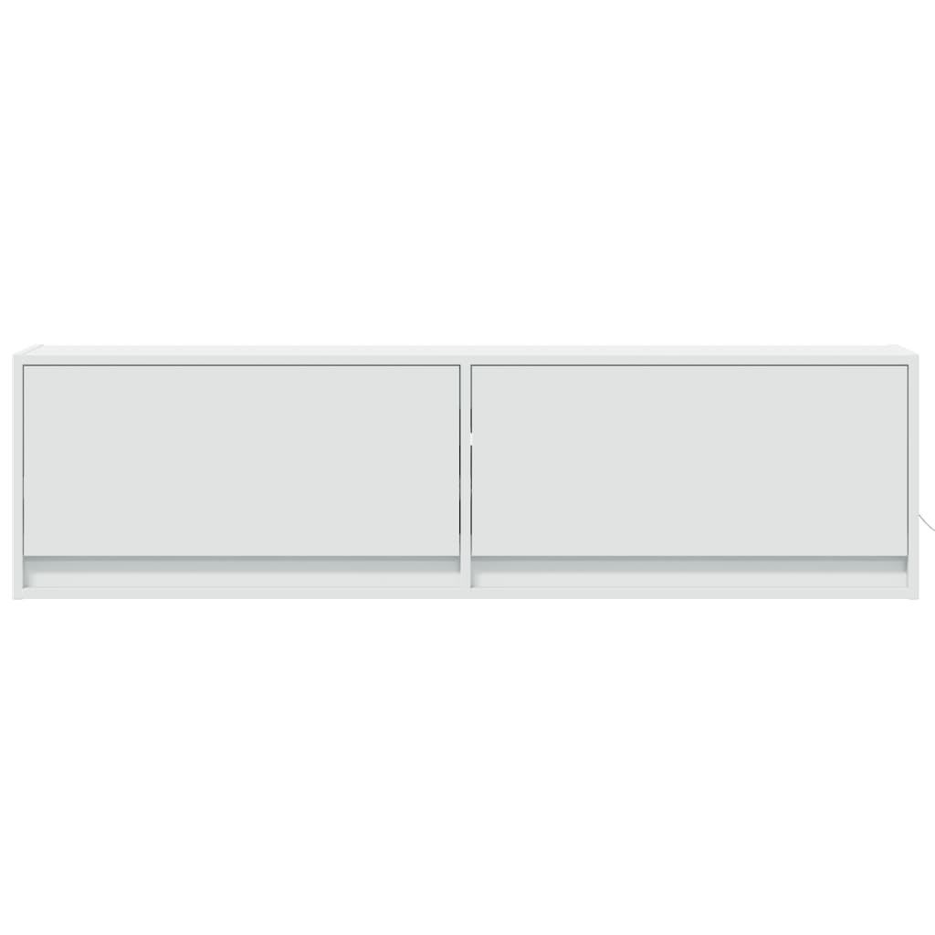 Sieninė TV spintelė su LED lemputėmis, balta, 140x31x38cm
