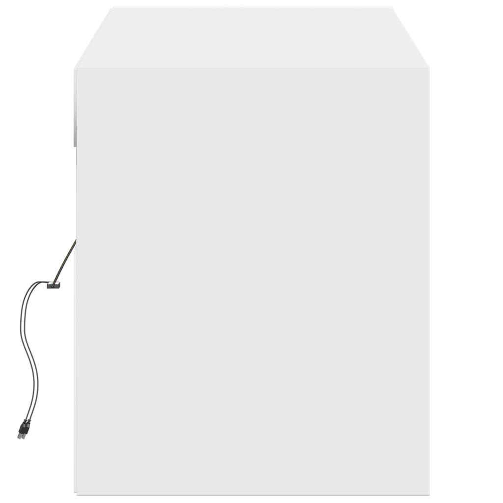 Sieninė TV spintelė su LED lemputėmis, balta, 140x31x38cm