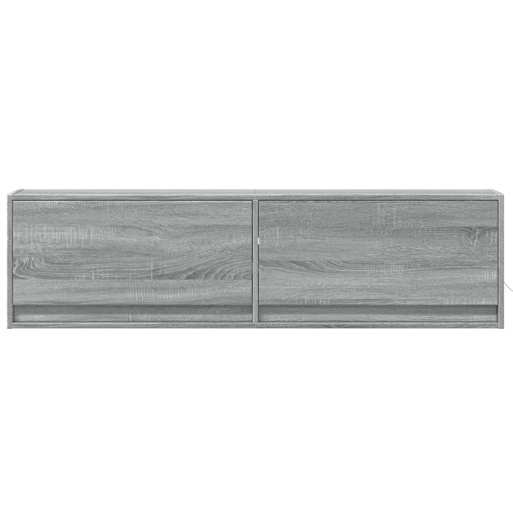 Sieninė TV spintelė su LED lemputėmis, pilka, 140x31x38cm