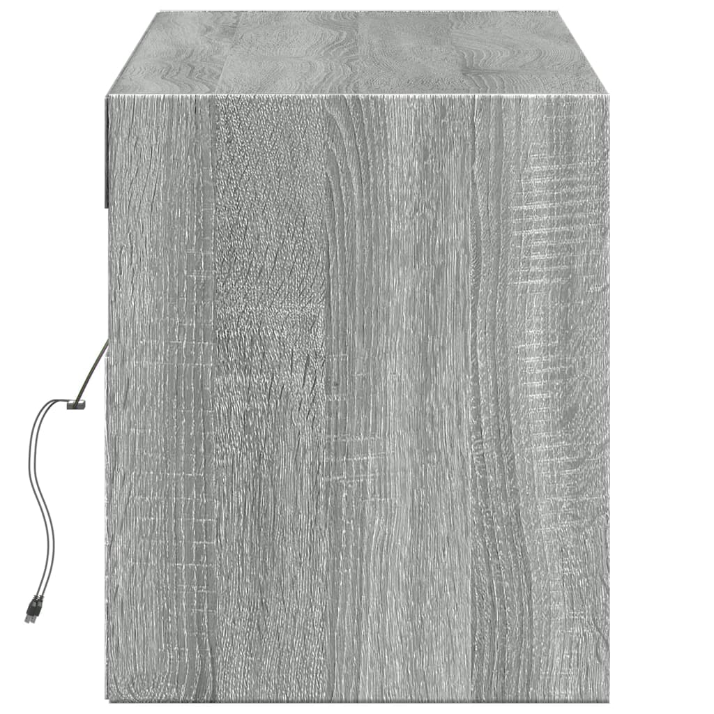 Sieninė TV spintelė su LED lemputėmis, pilka, 140x31x38cm