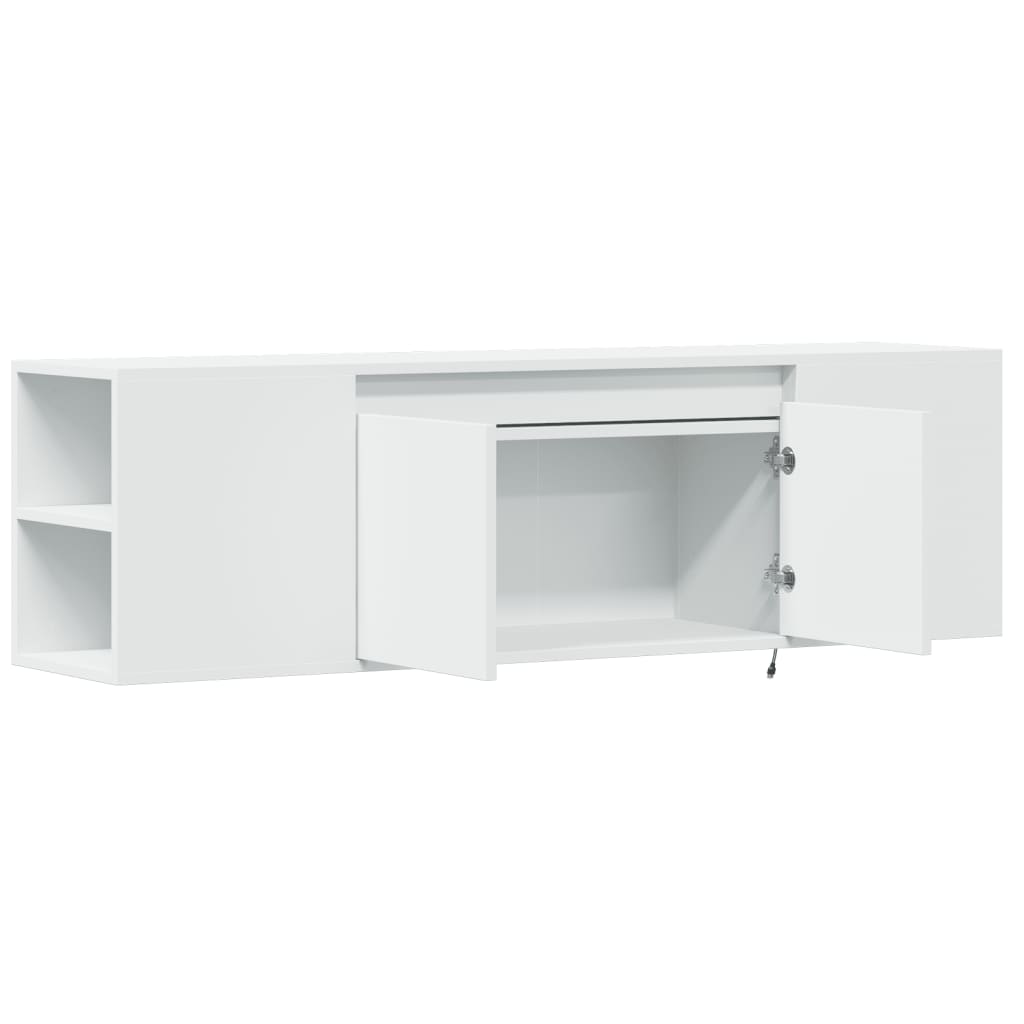 Pie sienas stiprināms TV skapītis ar LED gaismām, balts, 135x31x39,5 cm