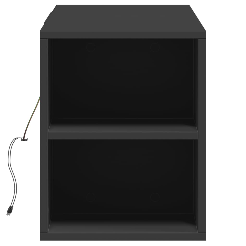Sieninė TV spintelė su LED lemputėmis, juoda, 135x31x39,5cm