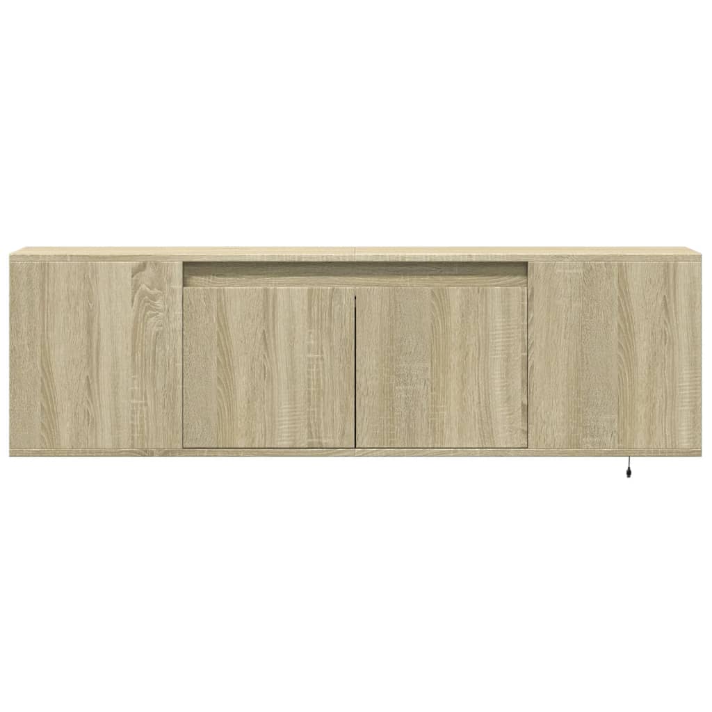 Sieninė TV spintelė su LED lemputėmis, ąžuolo, 135x31x39,5cm
