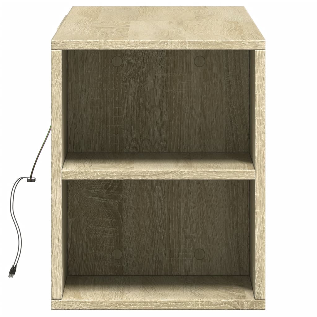 Sieninė TV spintelė su LED lemputėmis, ąžuolo, 135x31x39,5cm