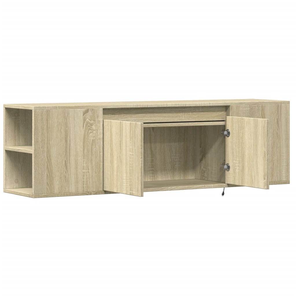 Sieninė TV spintelė su LED lemputėmis, ąžuolo, 135x31x39,5cm
