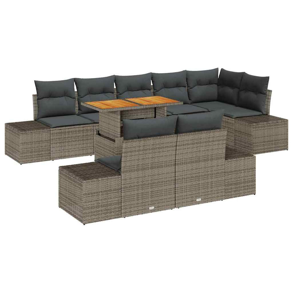 9-piece Garden Dining Set with Grey Cushions