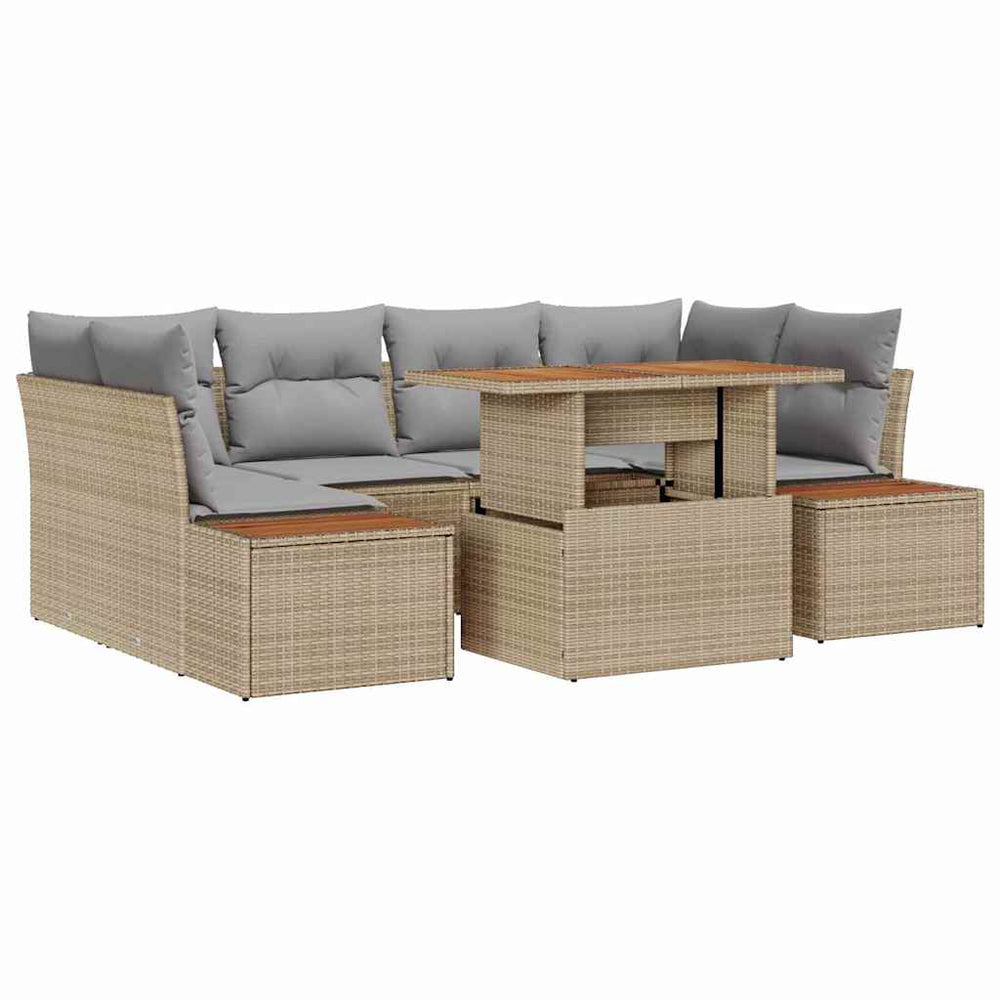 7-piece Garden Dining Set with Cushions