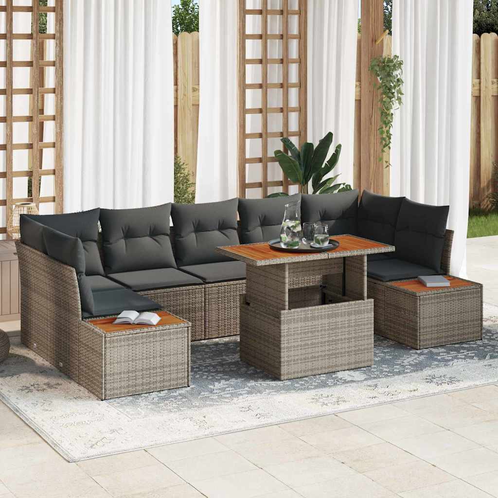 Sodo valgomojo komplektas 8 pcs Pilka ir ruda 100 x 55 x 73 cm