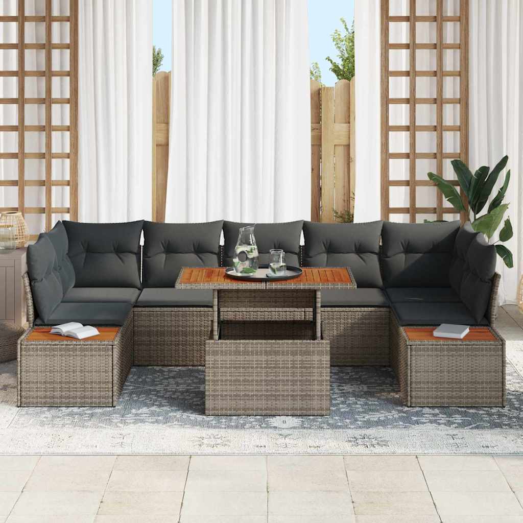 Sodo valgomojo komplektas 8 pcs Pilka ir ruda 100 x 55 x 73 cm