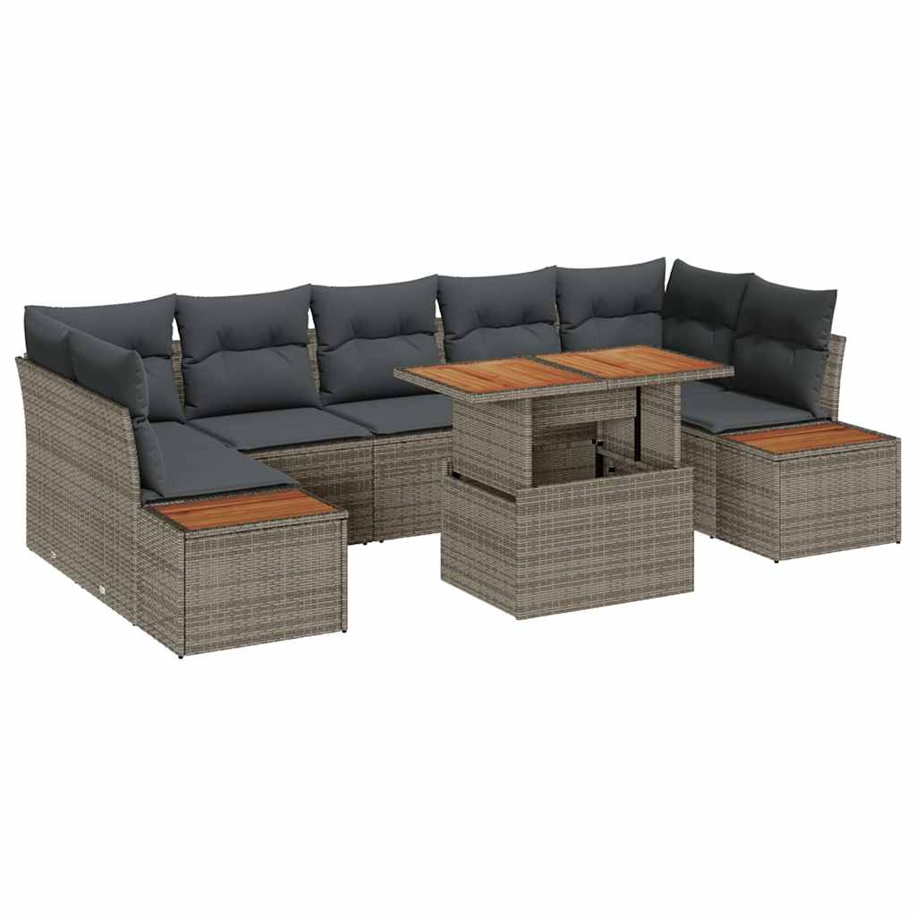 Sodo valgomojo komplektas 8 pcs Pilka ir ruda 100 x 55 x 73 cm