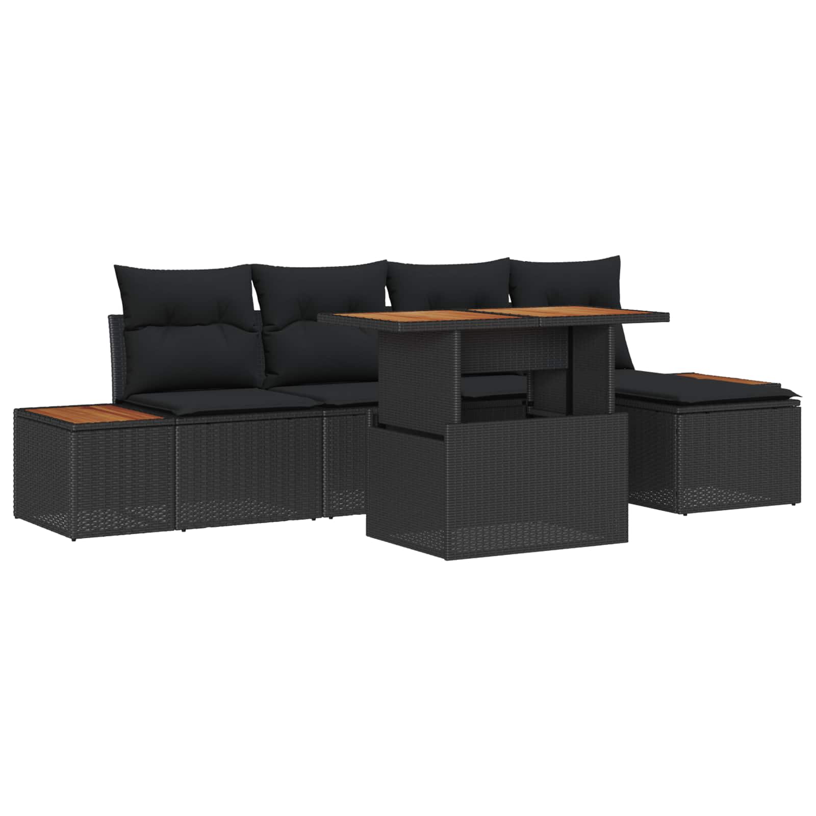 Sodo valgomojo komplektas su pagalve 6 pcs Juoda ir Ruda