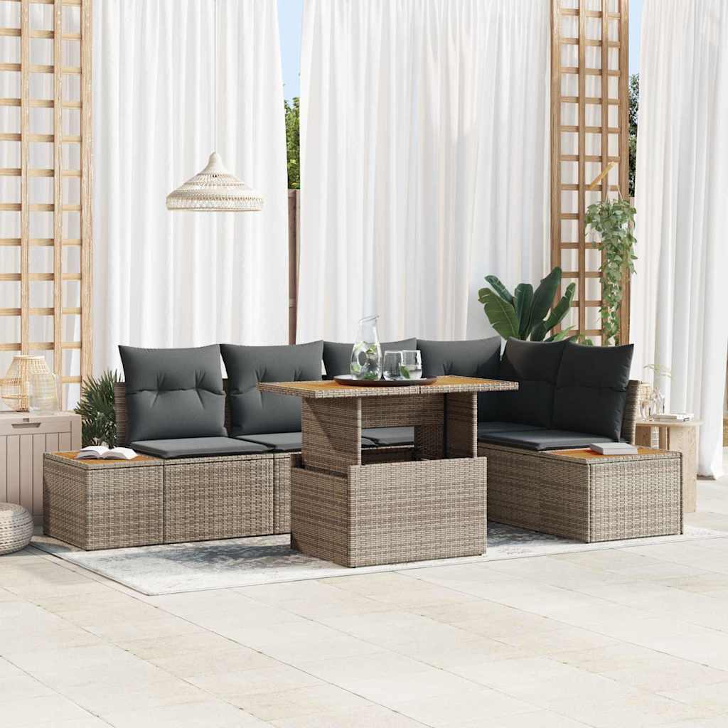 Sodo valgomojo komplektas 6 pcs Pilka ir ruda 100 x 55 x 73 cm