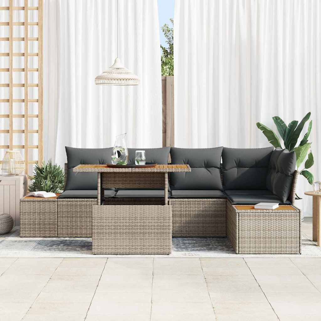 Sodo valgomojo komplektas 6 pcs Pilka ir ruda 100 x 55 x 73 cm