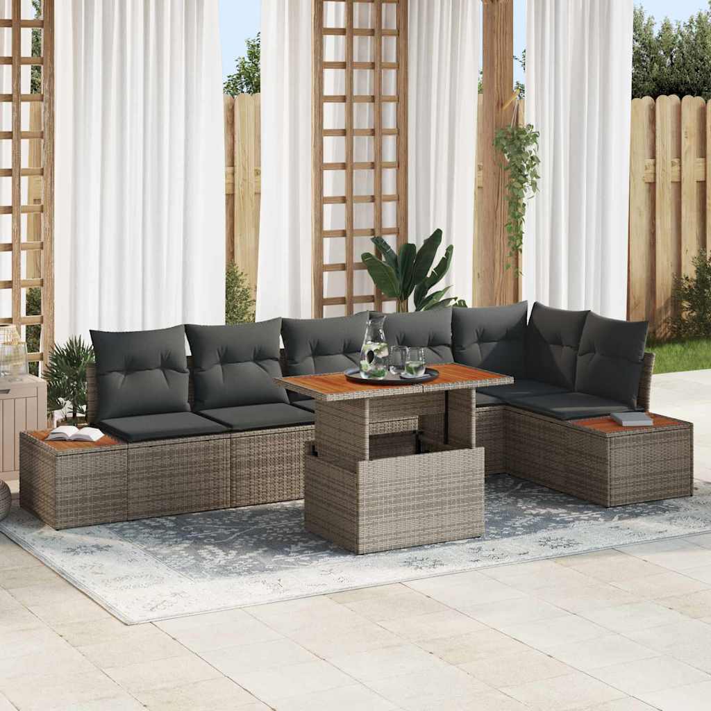Sodo valgomojo komplektas 7 pcs Pilka ir ruda 100 x 55 x 73 cm