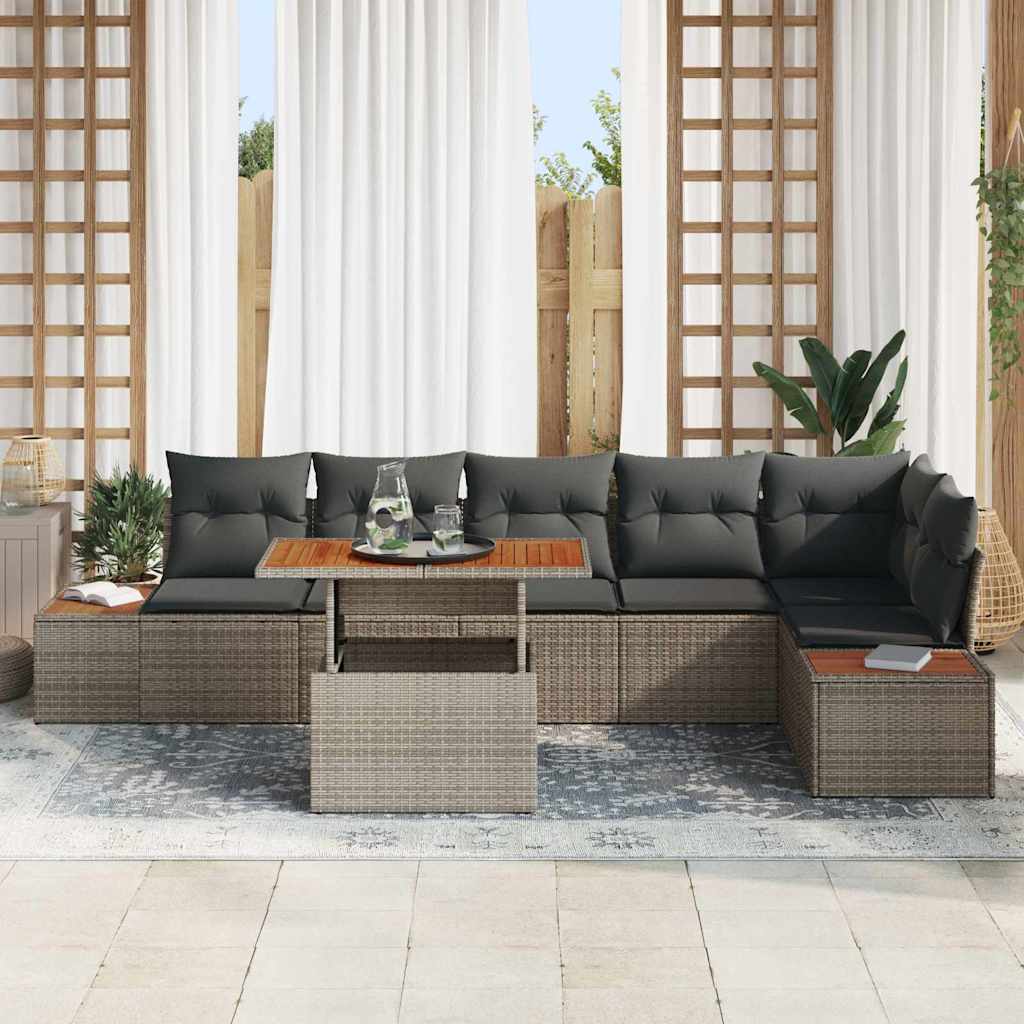 Sodo valgomojo komplektas 7 pcs Pilka ir ruda 100 x 55 x 73 cm