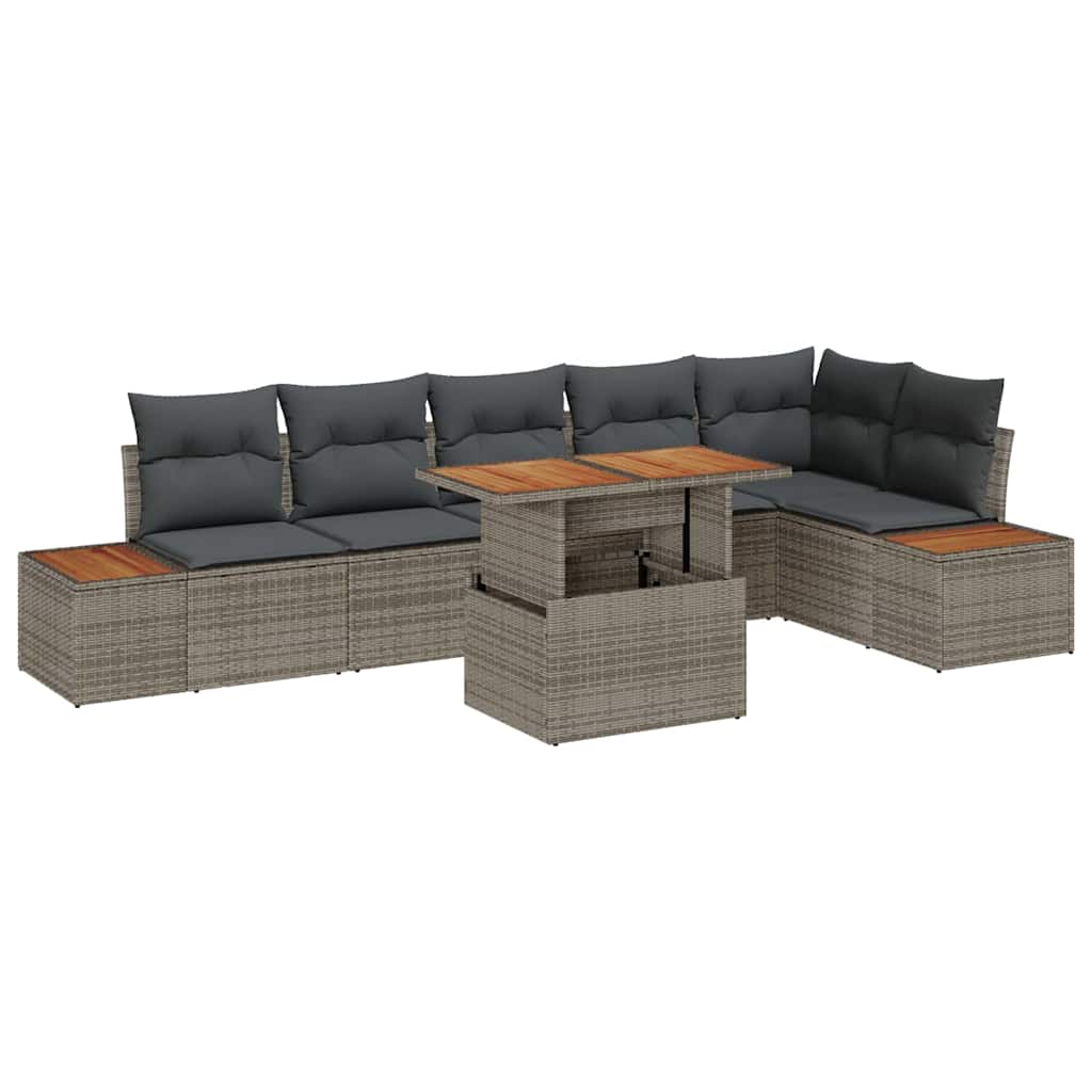 Sodo valgomojo komplektas 7 pcs Pilka ir ruda 100 x 55 x 73 cm
