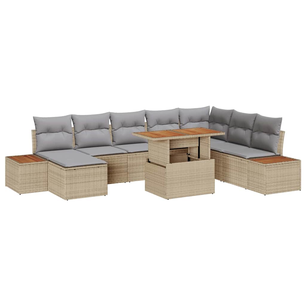 Sodo Sofų Rinkinys 9 pcs Bežinė ir pilka