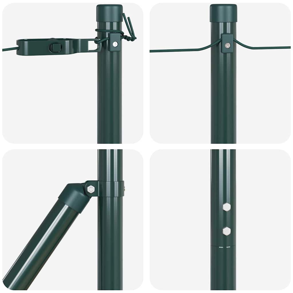Fence post 52 pcs Green 3.2 x 3.2 x 150 cm Steel