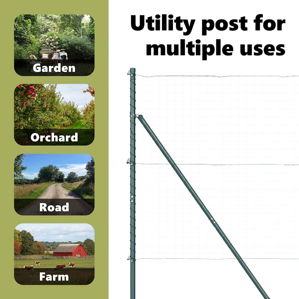 Fence post 52 pcs Green 3.2 x 3.2 x 170 cm Steel