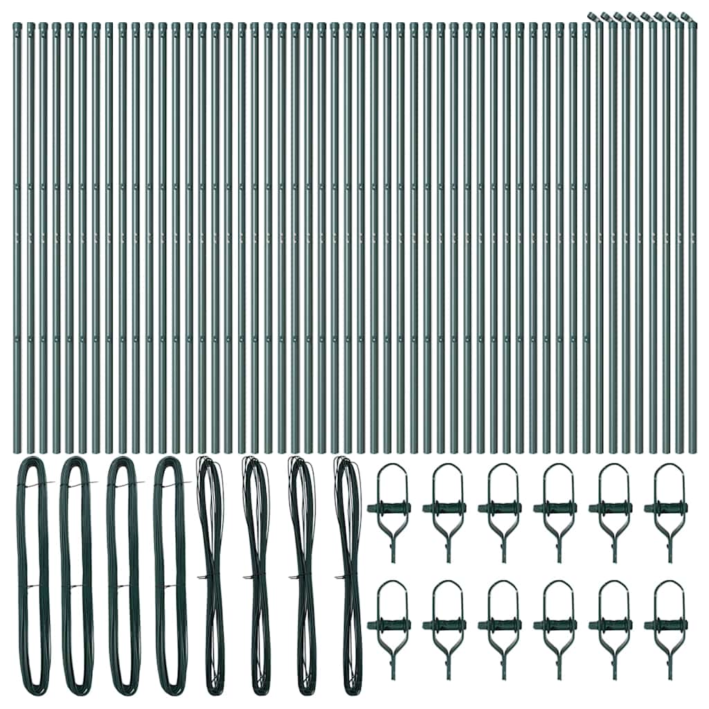 Fence post 52 pcs Green 3.2 x 3.2 x 170 cm Steel