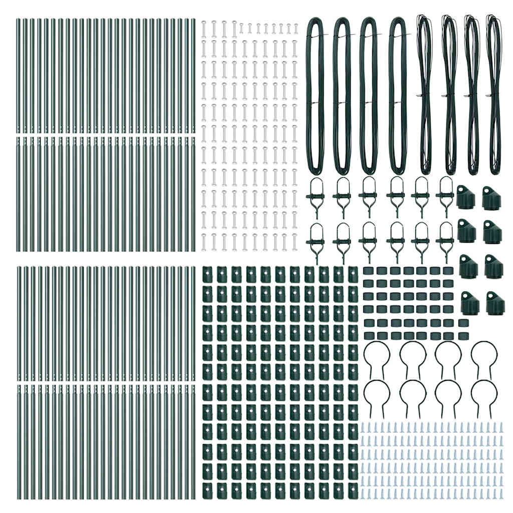 Fence post 52 pcs Green 3.2 x 3.2 x 170 cm Steel