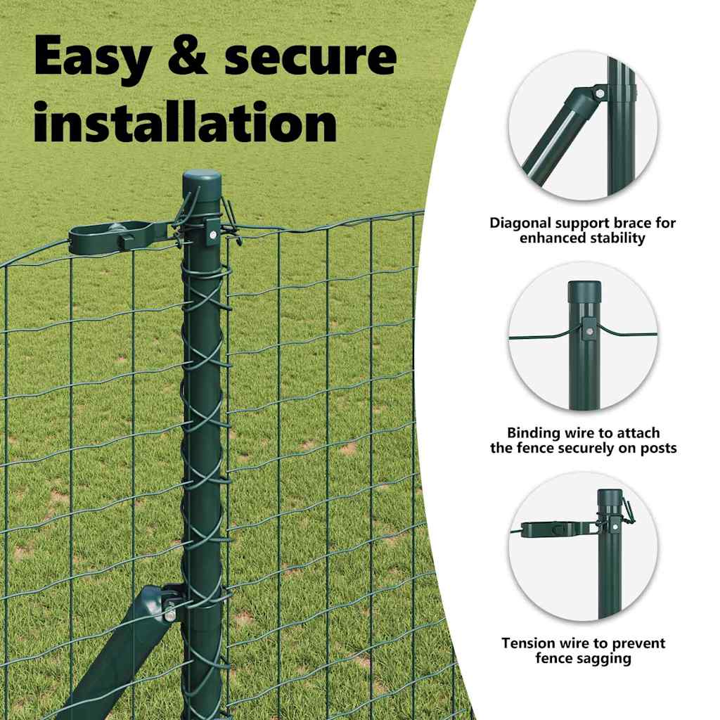 Fence post 26 pcs Green 3.2 x 3.2 x 200 cm Steel