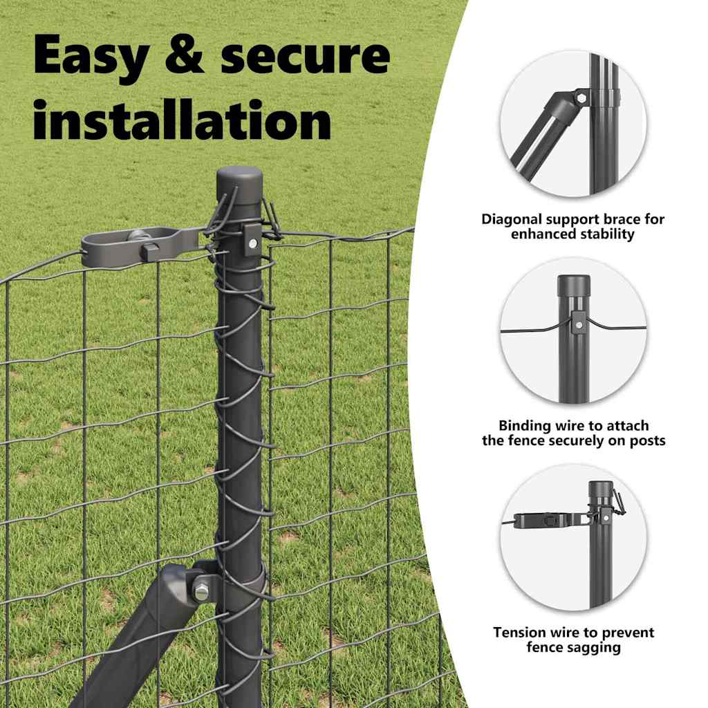 Fence Post 52 pcs Grey 3.2 x 3.2 x 170 cm Steel