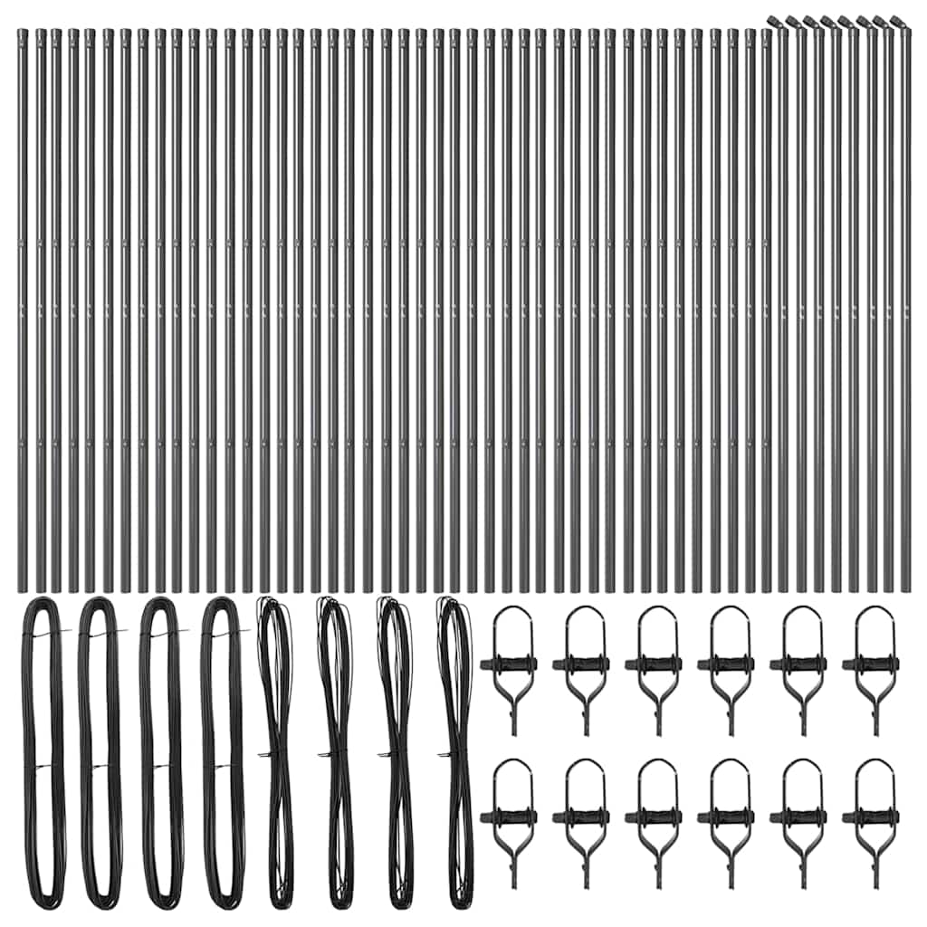 Fence Post 52 pcs Grey 3.2 x 3.2 x 170 cm Steel