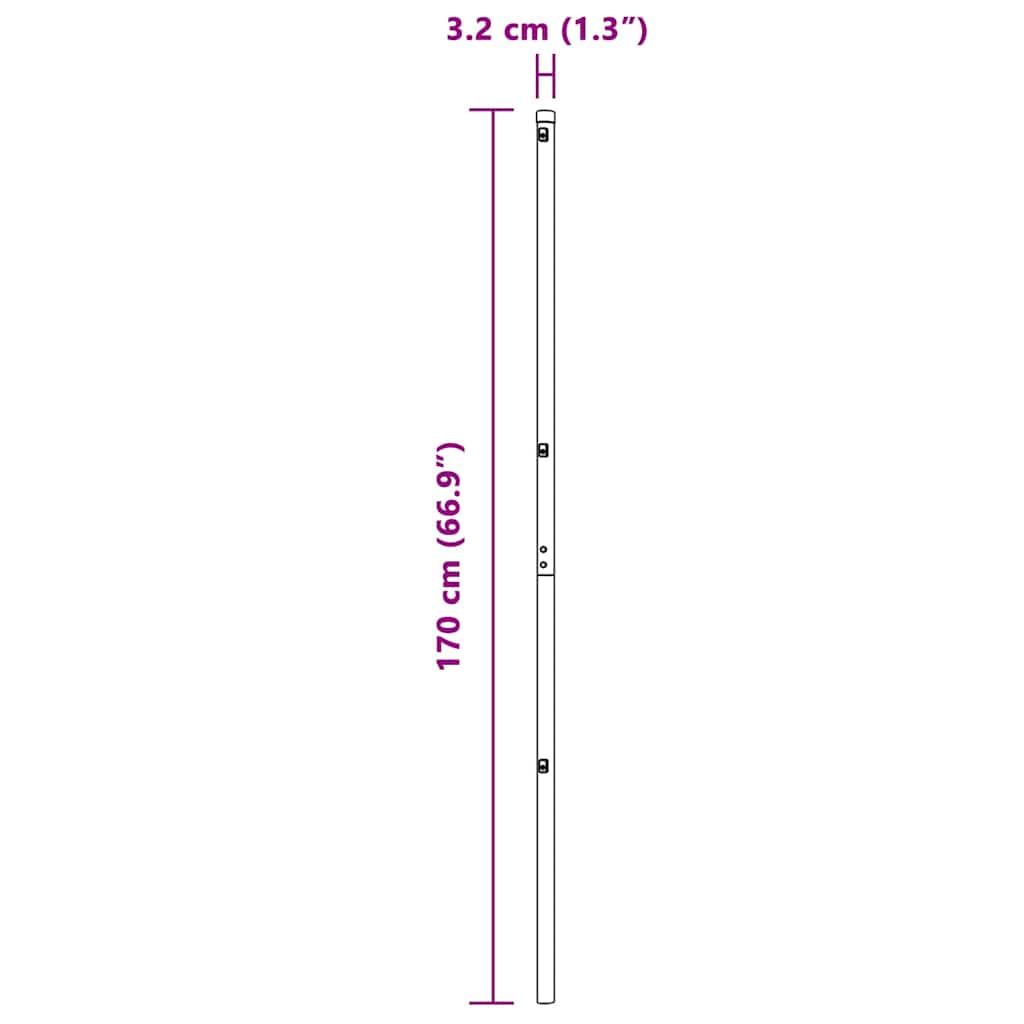 Fence Post 52 pcs Grey 3.2 x 3.2 x 170 cm Steel